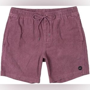 RVCA Escape Elastic Corduroy Shorts Small Lavender (red-ish maroon)